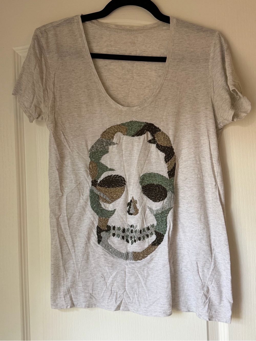 Zadig & Voltaire Embellished Beaded Skull Shirt